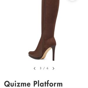 New with Box Nine West QuizMe Brown Leather Platform Boots - Size 10.5 -